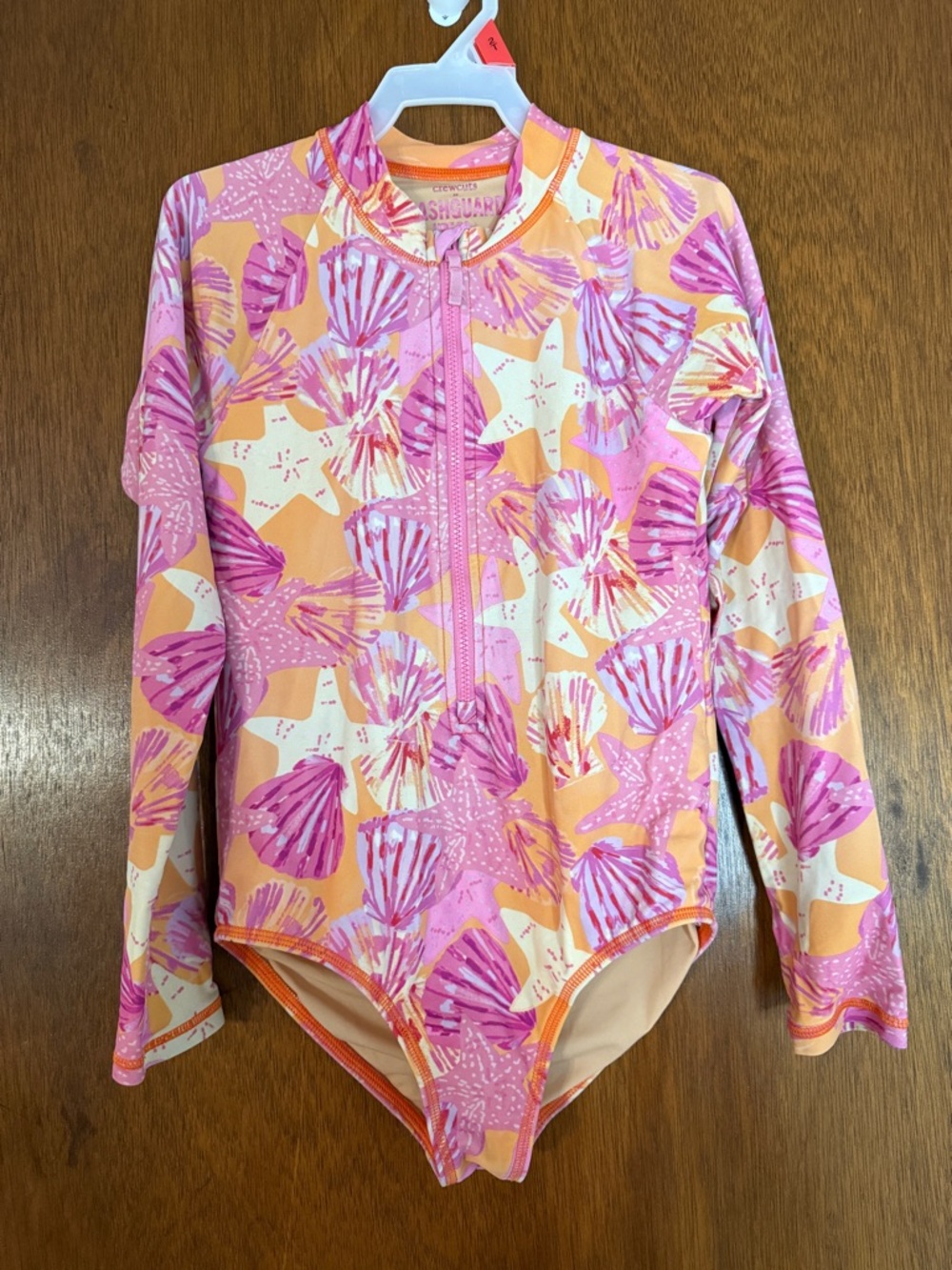 Crewcuts Pink & Orange Shell-Print Rashguard One-Piece Swimsuit